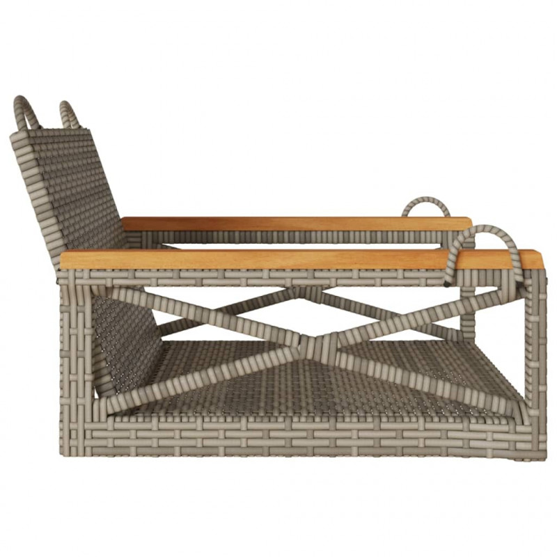 Ławka bujana, szara, 63x62x40 cm, polirattan