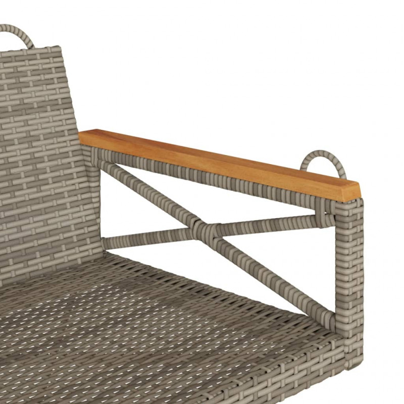 Ławka bujana, szara, 63x62x40 cm, polirattan