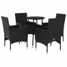 5-cz. zestaw mebli ogrodowych z poduszkami, czarny, polirattan