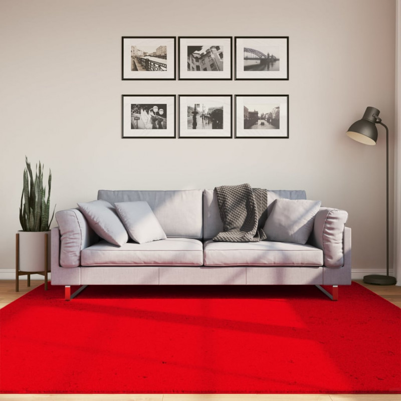 Dywan HUARTE z krótkim włosiem, czerwony, 200x200 cm