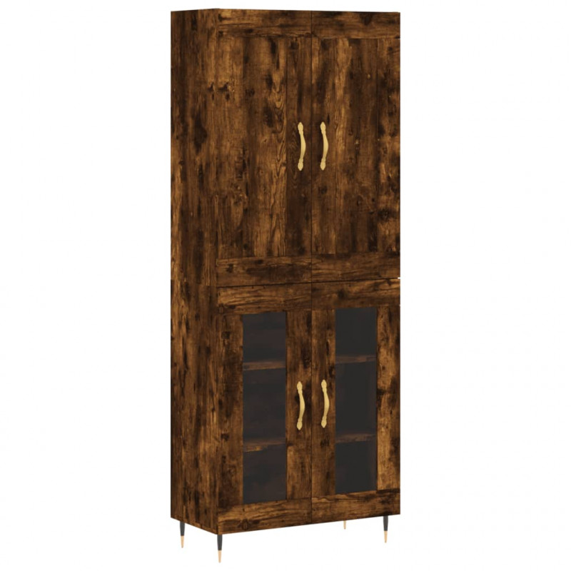 Witrynka przydymiony dąb 69,5x34x180 cm materiał drewnopochodny