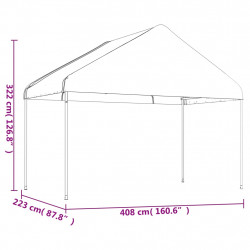 Namiot ogrodowy z dachem, biały, 4,08x2,23x3,22 m, polietylen