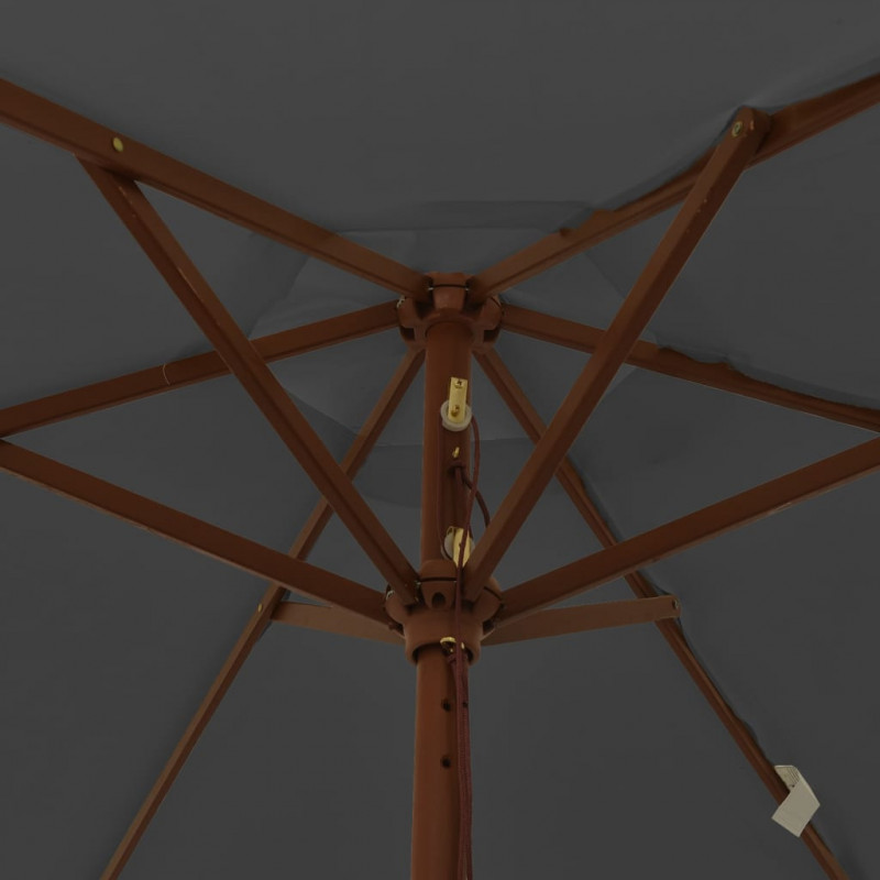 Parasol ogrodowy na drewnianym słupku, antracytowy, 196x231 cm