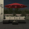 Ścienny parasol ogrodowy z LED, czerwony, 290 cm