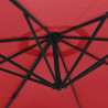 Ścienny parasol ogrodowy z LED, czerwony, 290 cm