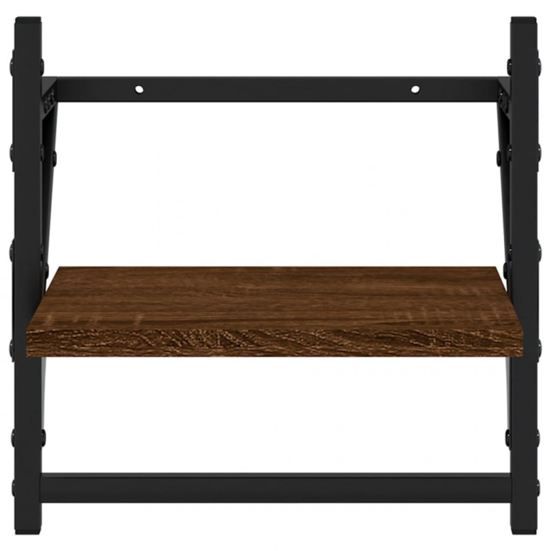 Półki ścienne z drążkami, 2 szt., brązowy dąb, 30x25x30 cm