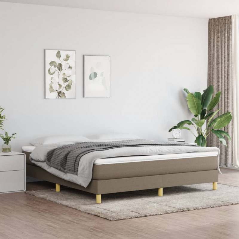Rama łóżka bez materaca, taupe, 180x200 cm, obita tkaniną