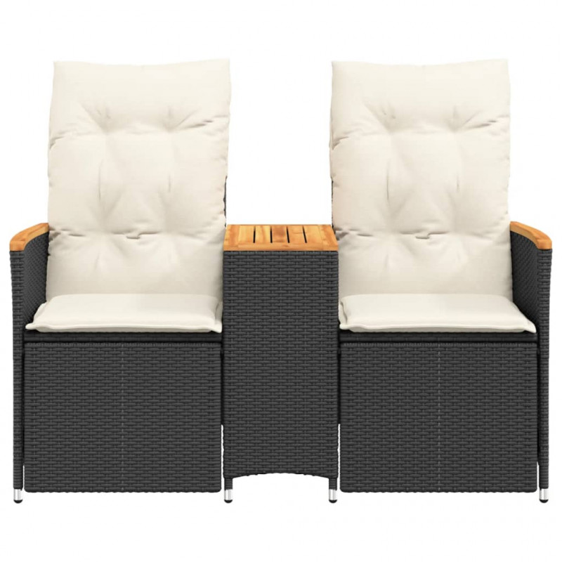 Rozkładana sofa ogrodowa dla 2 os., ze stolikiem, czarna