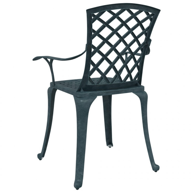 Krzesła ogrodowe 2 szt., zielone, odlewane aluminium
