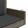 Ławka bujana z poduszkami, szara, 119x56x48 cm, polirattan