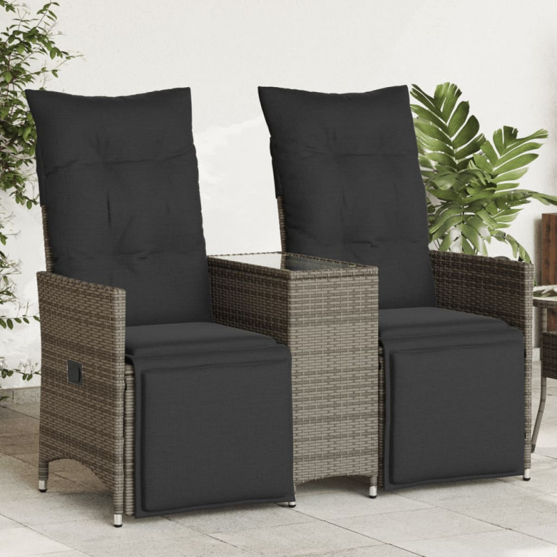 Rozkładana sofa ogrodowa dla 2 os., ze stolikiem, szara