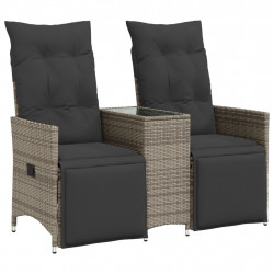 Rozkładana sofa ogrodowa dla 2 os., ze stolikiem, szara