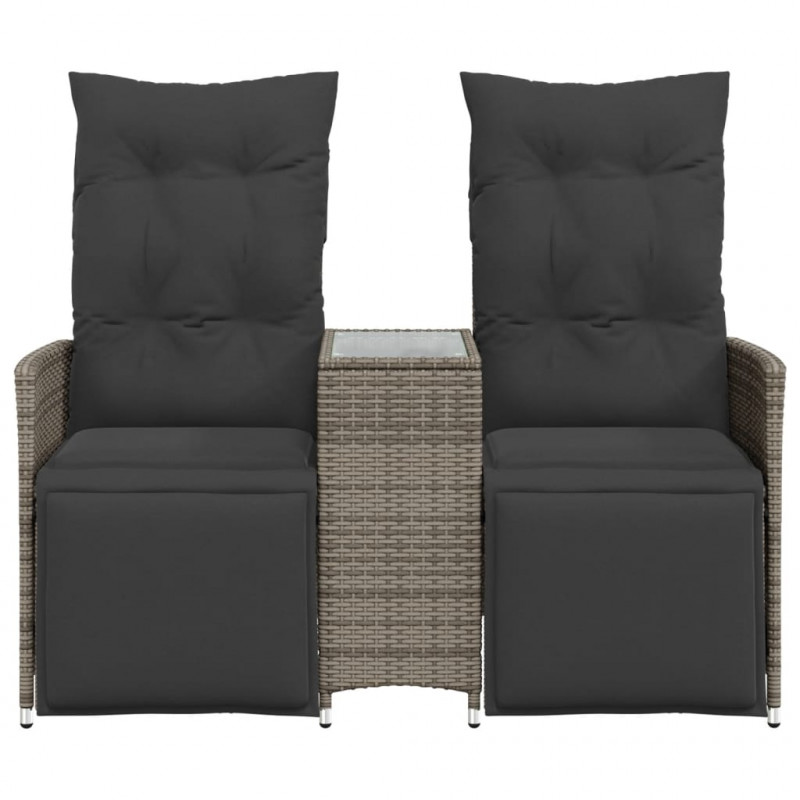 Rozkładana sofa ogrodowa dla 2 os., ze stolikiem, szara