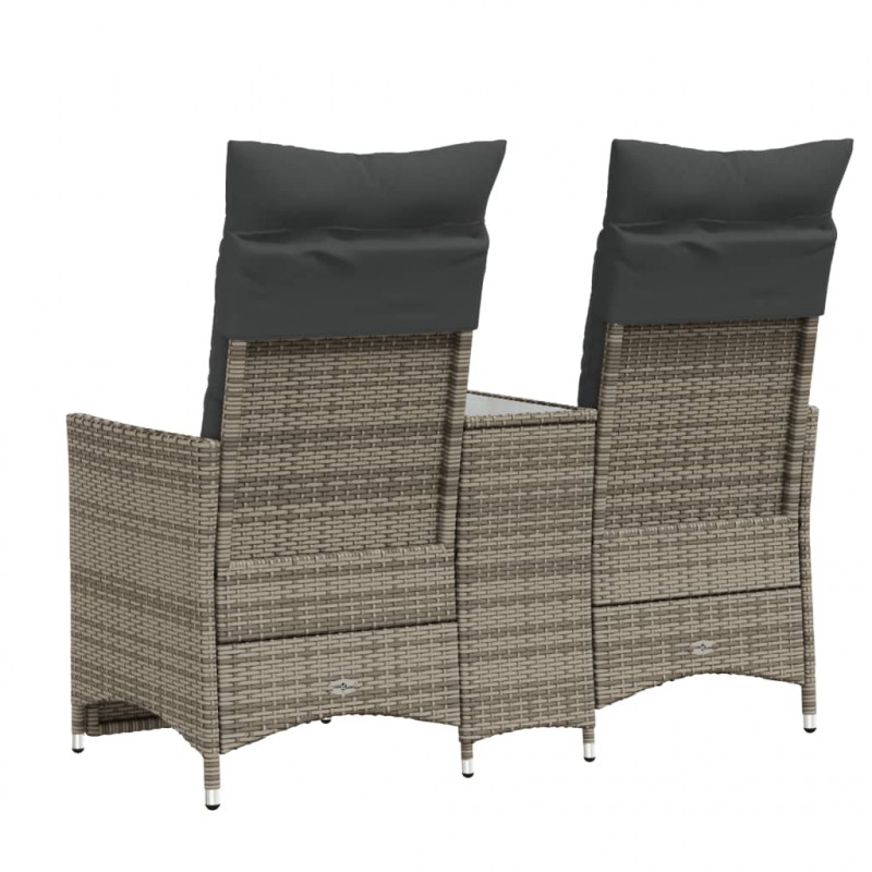 Rozkładana sofa ogrodowa dla 2 os., ze stolikiem, szara