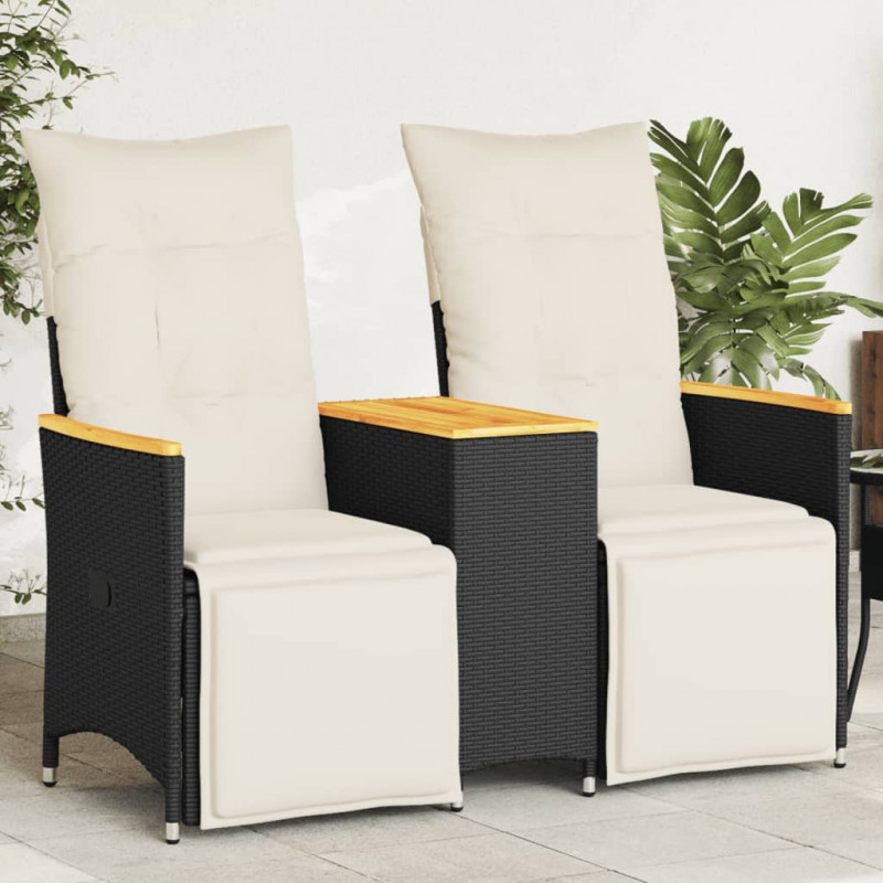 Rozkładana sofa ogrodowa dla 2 os., ze stolikiem, czarna