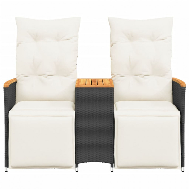Rozkładana sofa ogrodowa dla 2 os., ze stolikiem, czarna