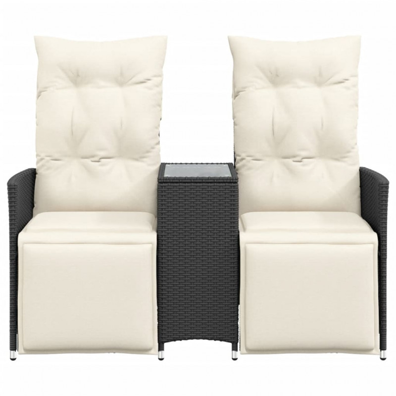 Rozkładana sofa ogrodowa dla 2 os., ze stolikiem, czarna