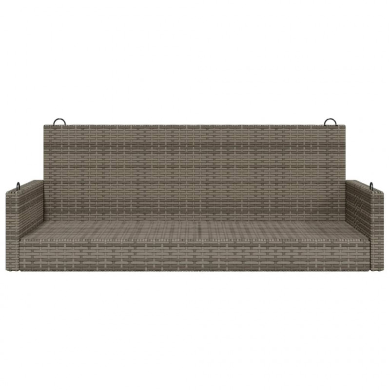 Ławka bujana, szara, 119x56x48 cm, polirattan