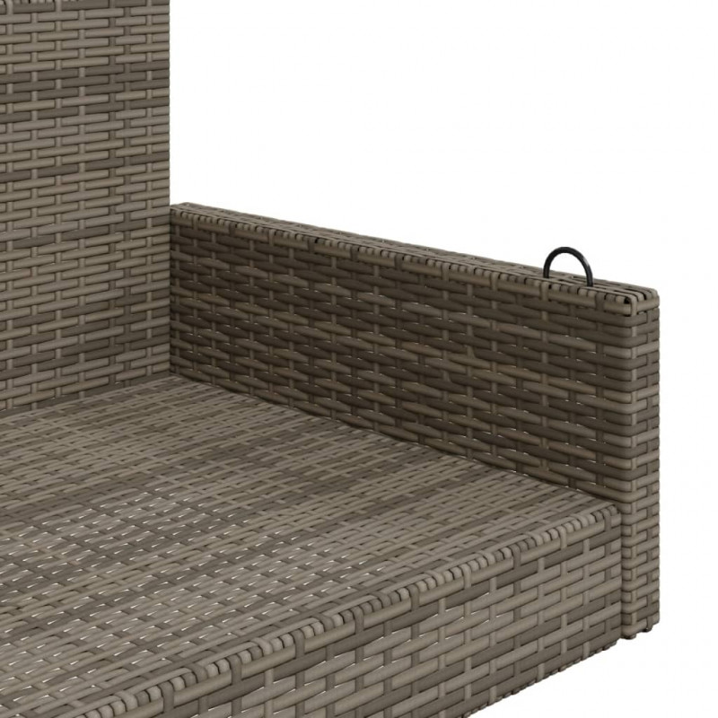 Ławka bujana, szara, 119x56x48 cm, polirattan
