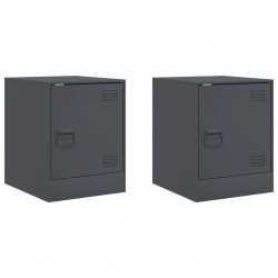 Szafki nocne, 2 szt., antracytowe, 34,5x39x44 cm, stal