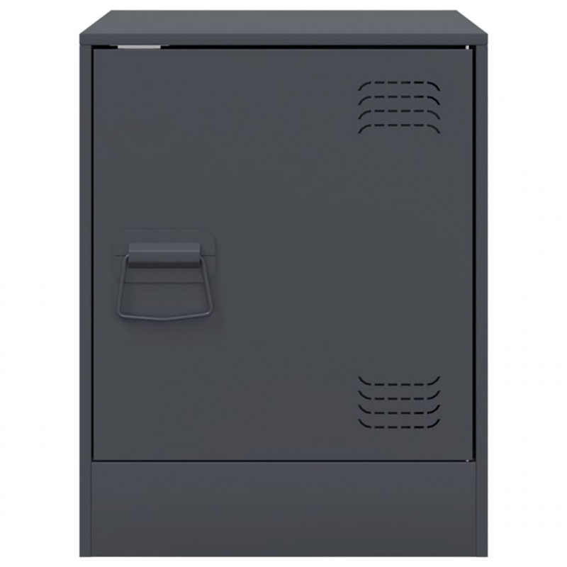 Szafki nocne, 2 szt., antracytowe, 34,5x39x44 cm, stal