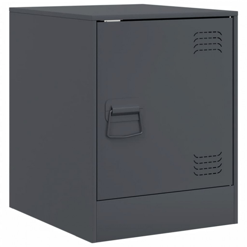 Szafki nocne, 2 szt., antracytowe, 34,5x39x44 cm, stal