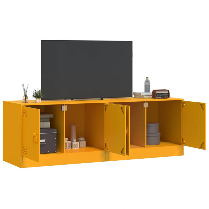 Szafki pod telewizor, 2 szt., musztardowe, 67x39x44 cm, stalowe