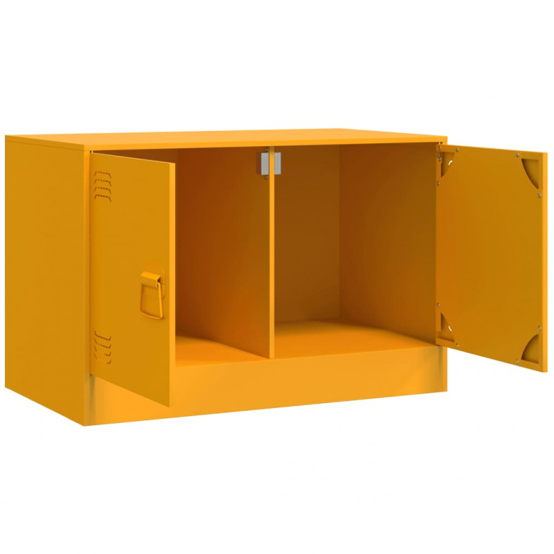 Szafki pod telewizor, 2 szt., musztardowe, 67x39x44 cm, stalowe