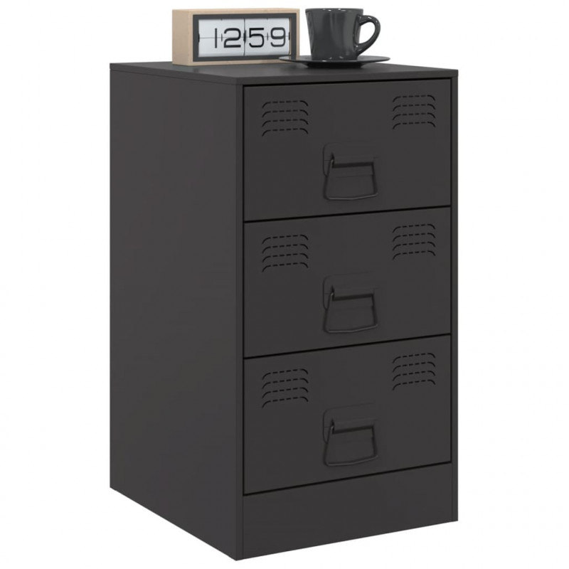 Szafki nocne, 2 szt., czarne, 34,5x39x62 cm, stal