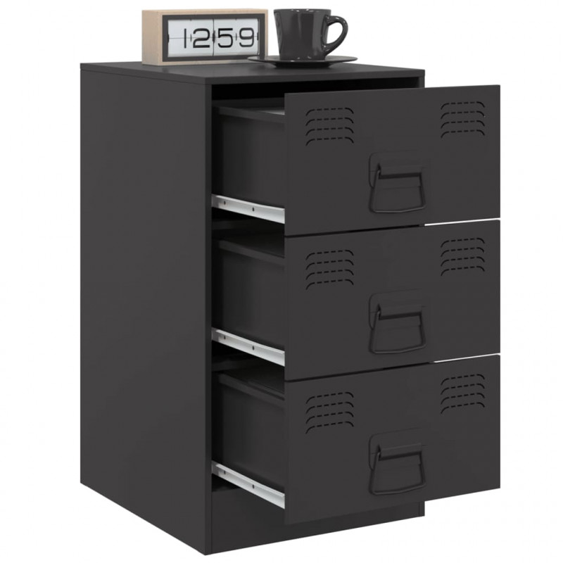 Szafki nocne, 2 szt., czarne, 34,5x39x62 cm, stal