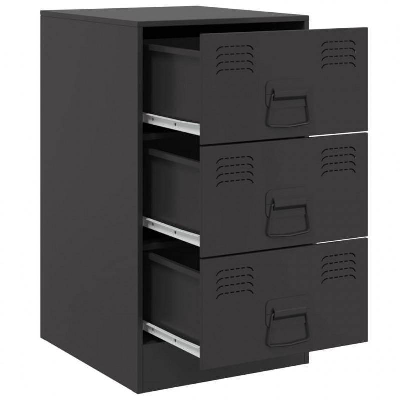 Szafki nocne, 2 szt., czarne, 34,5x39x62 cm, stal