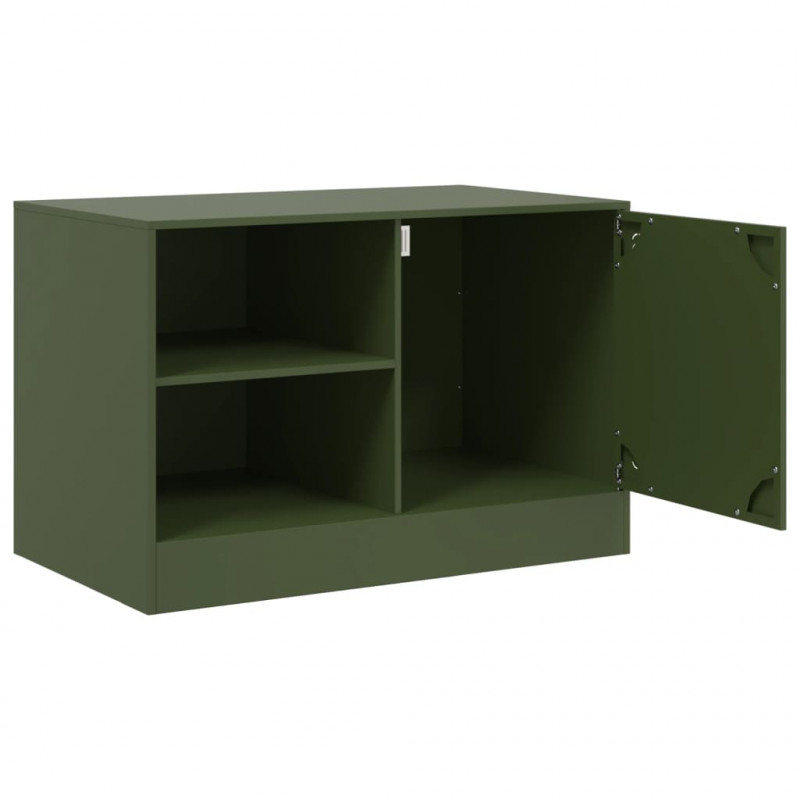 Szafka pod telewizor, oliwkowa, 67x39x44 cm, stalowa
