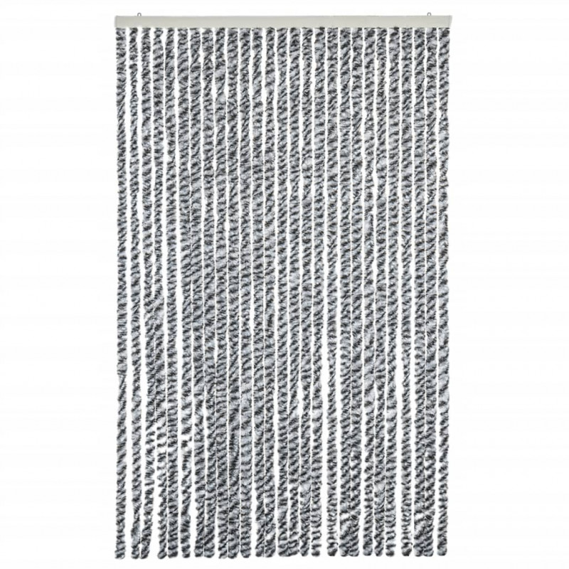 Zasłona przeciwko owadom, szaro-czarno-biała, 118x220, szenil