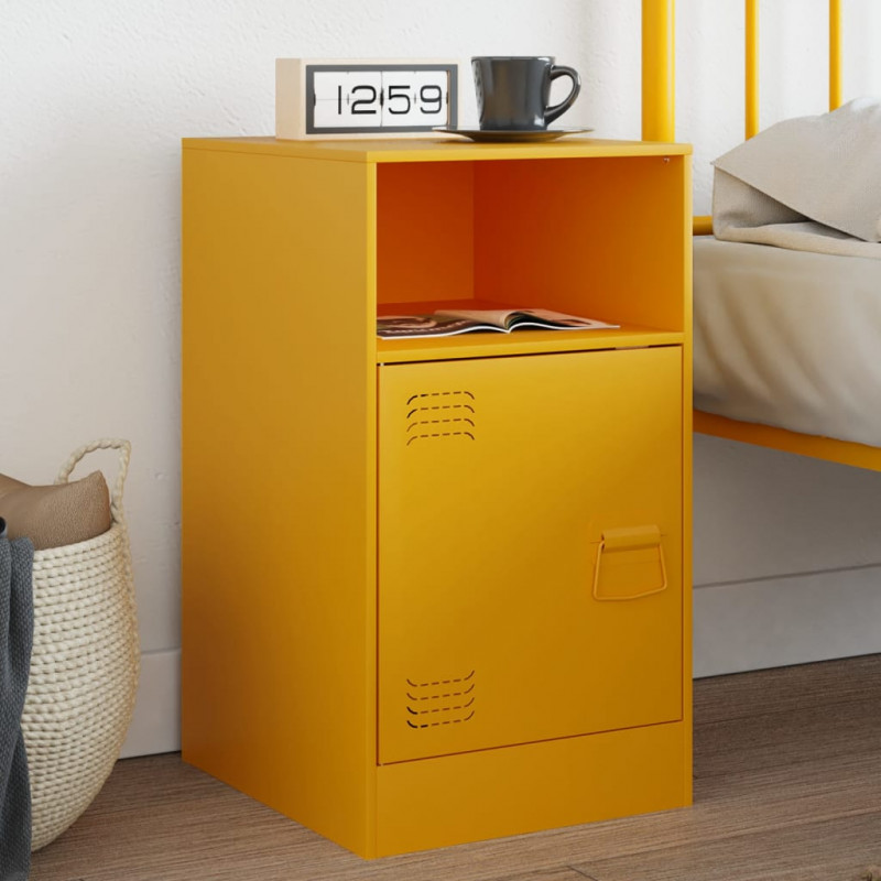 Szafki nocne, 2 szt., musztardowe, 34,5x39x62 cm, stal