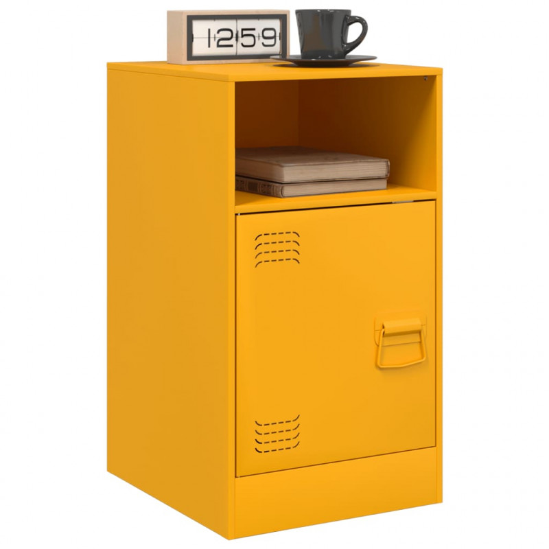Szafki nocne, 2 szt., musztardowe, 34,5x39x62 cm, stal
