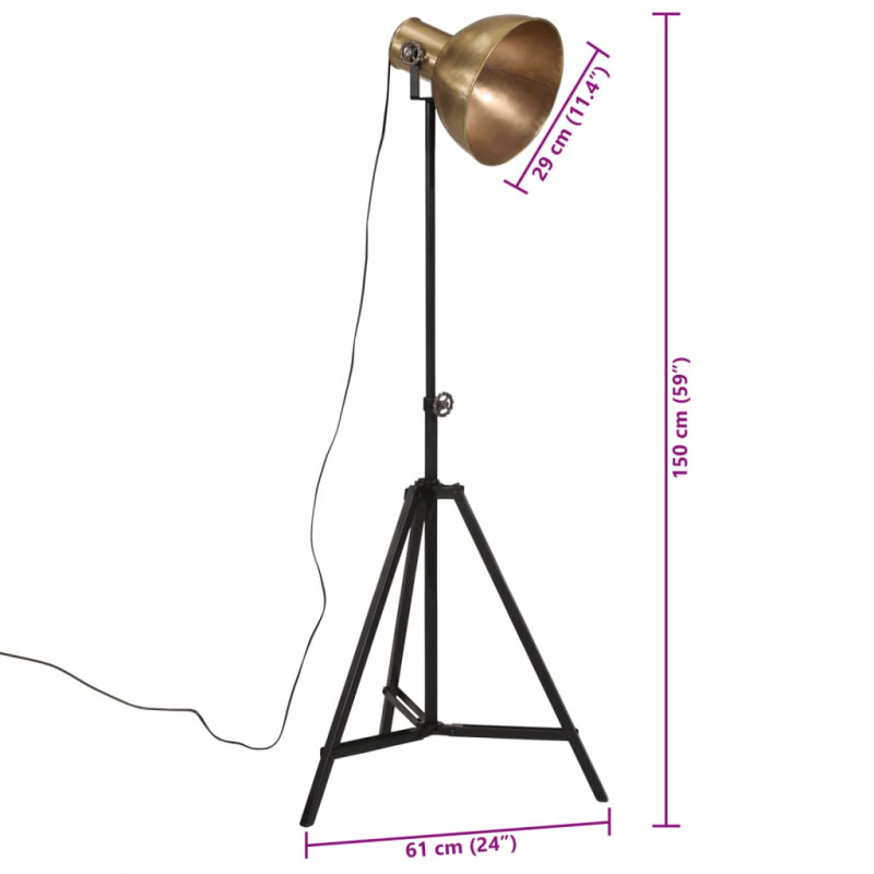 Lampa stojąca, 25 W, antyczny mosiądz, 61x61x90/150 cm, E27