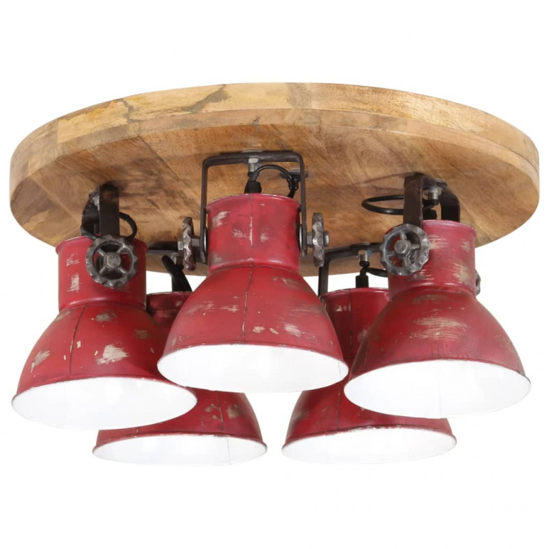Lampa sufitowa, 25 W, postarzany czerwony, 50x50x25 cm, E27