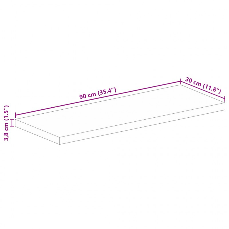 Blat stołu, 90x30x3,8 cm, prostokątny, lite drewno akacjowe