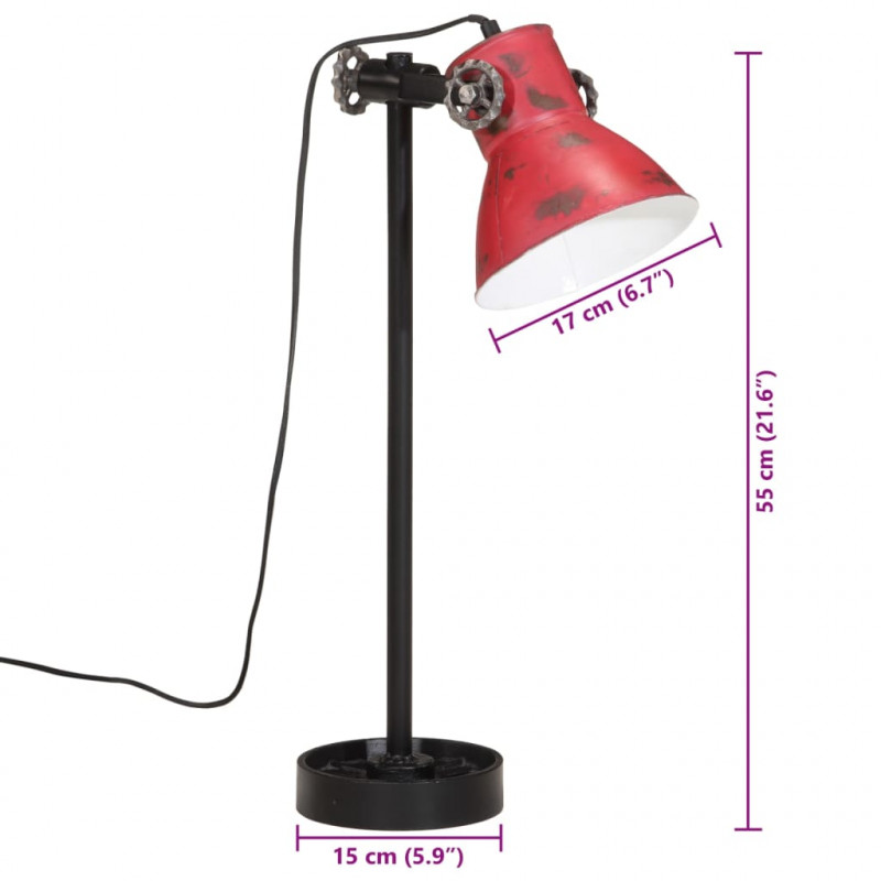 Lampa stołowa, 25 W, postarzany czerwony, 15x15x55 cm, E27