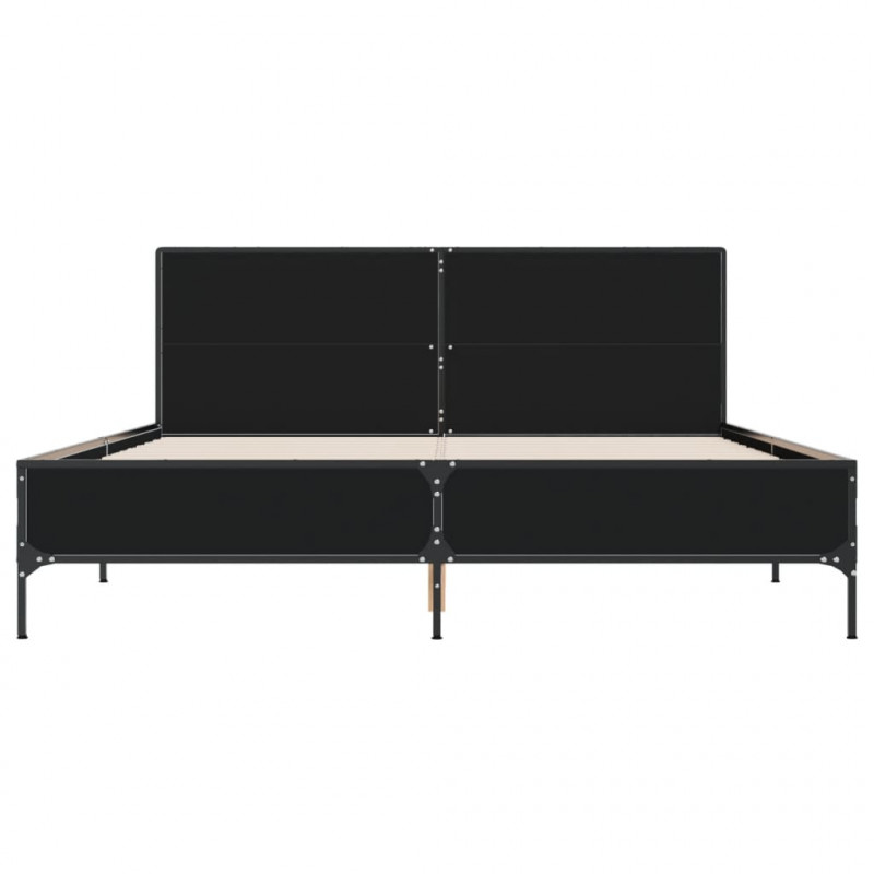 Rama łóżka, czarna, 160x200 cm, materiał drewnopochodny i metal