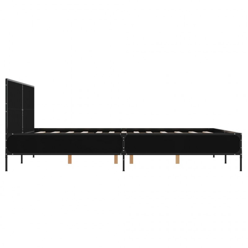 Rama łóżka, czarna, 160x200 cm, materiał drewnopochodny i metal