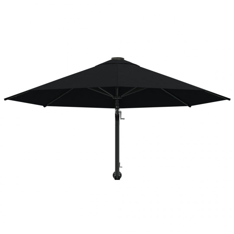 Parasol ścienny na metalowym słupku, 300 cm, czarny