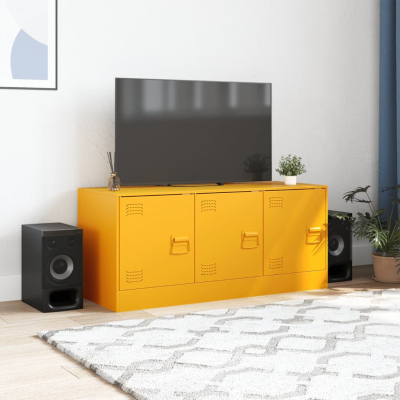Szafka pod telewizor, musztardowa, 99x39x44 cm, stalowa