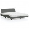Łóżko z materacem, ciemnoszare, 160x200 cm, tkanina