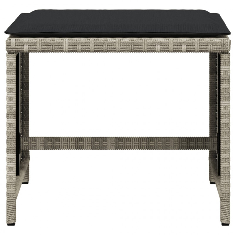 Stołki ogrodowe z poduszkami, 4 szt., jasnoszare, 40x40x35 cm