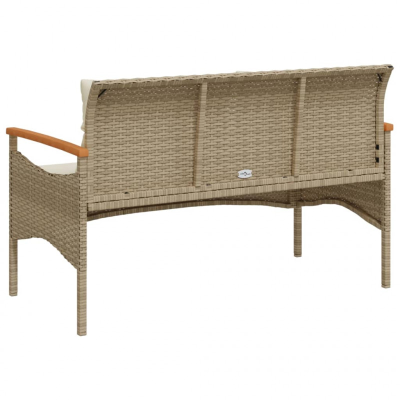 Ławka ogrodowa z poduszkami, 116x62,5x74 cm, beżowa, polirattan