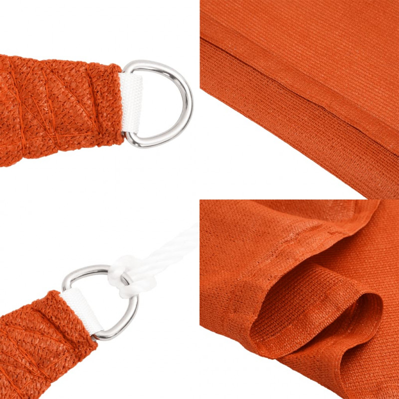 Żagiel przeciwsłoneczny, 160 g/m², pomarańcz, 3,6x3,6 m, HDPE
