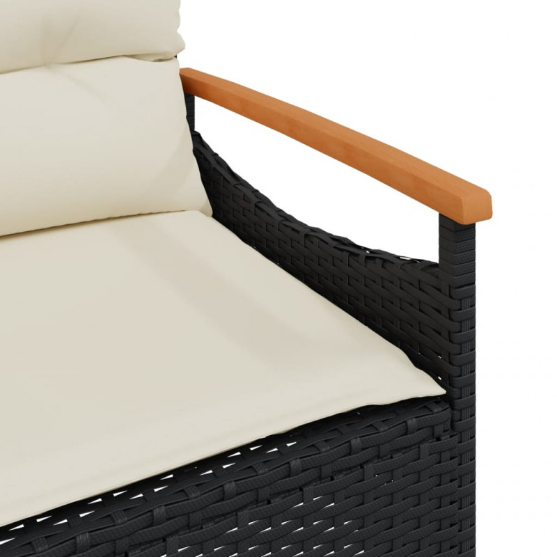 Ławka ogrodowa z poduszkami, 116x62,5x74 cm, czarna, polirattan
