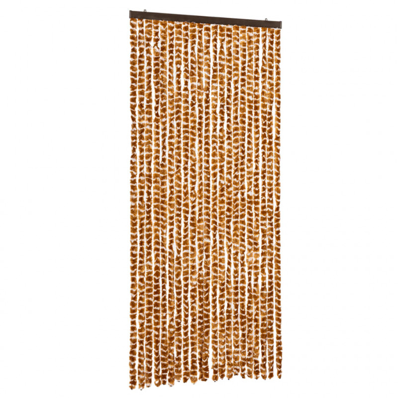 Zasłona przeciwko owadom, ochra i biel, 90x220 cm, szenil