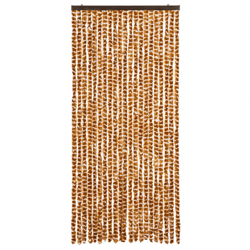 Zasłona przeciwko owadom, ochra i biel, 90x220 cm, szenil